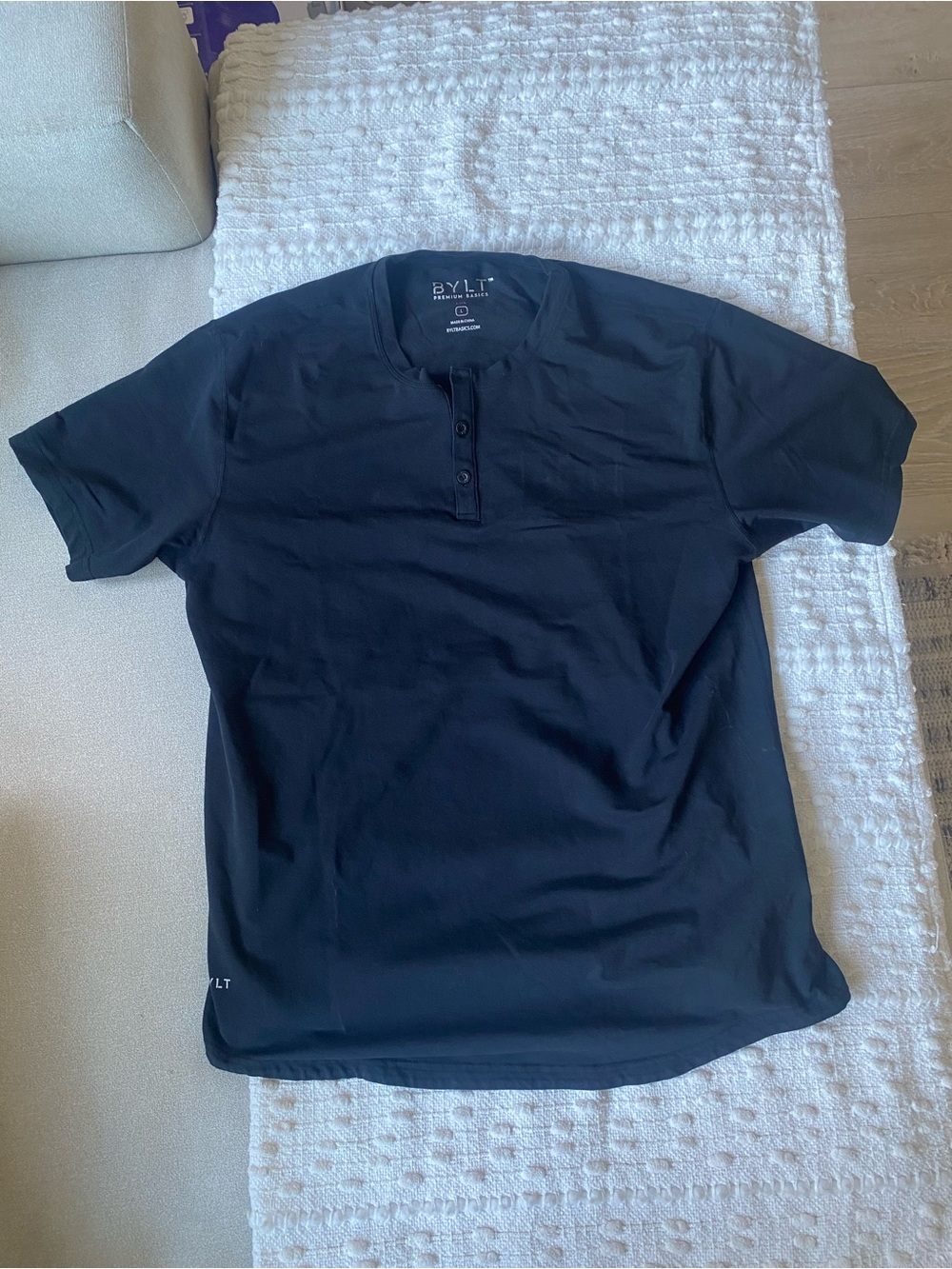 BYLT Basics Black Short Sleeve Henley